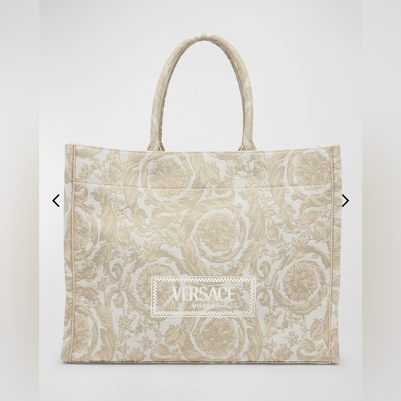 Versace XL Jacquard Embroidered Canvas Tote Bag - Picture 2 of 13